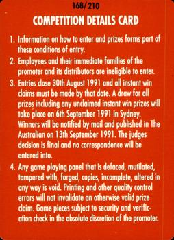 1991 Stimorol NRL #168 Competition Details Card Front
